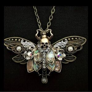 Elegant Skull Butterfly /Moth Necklace